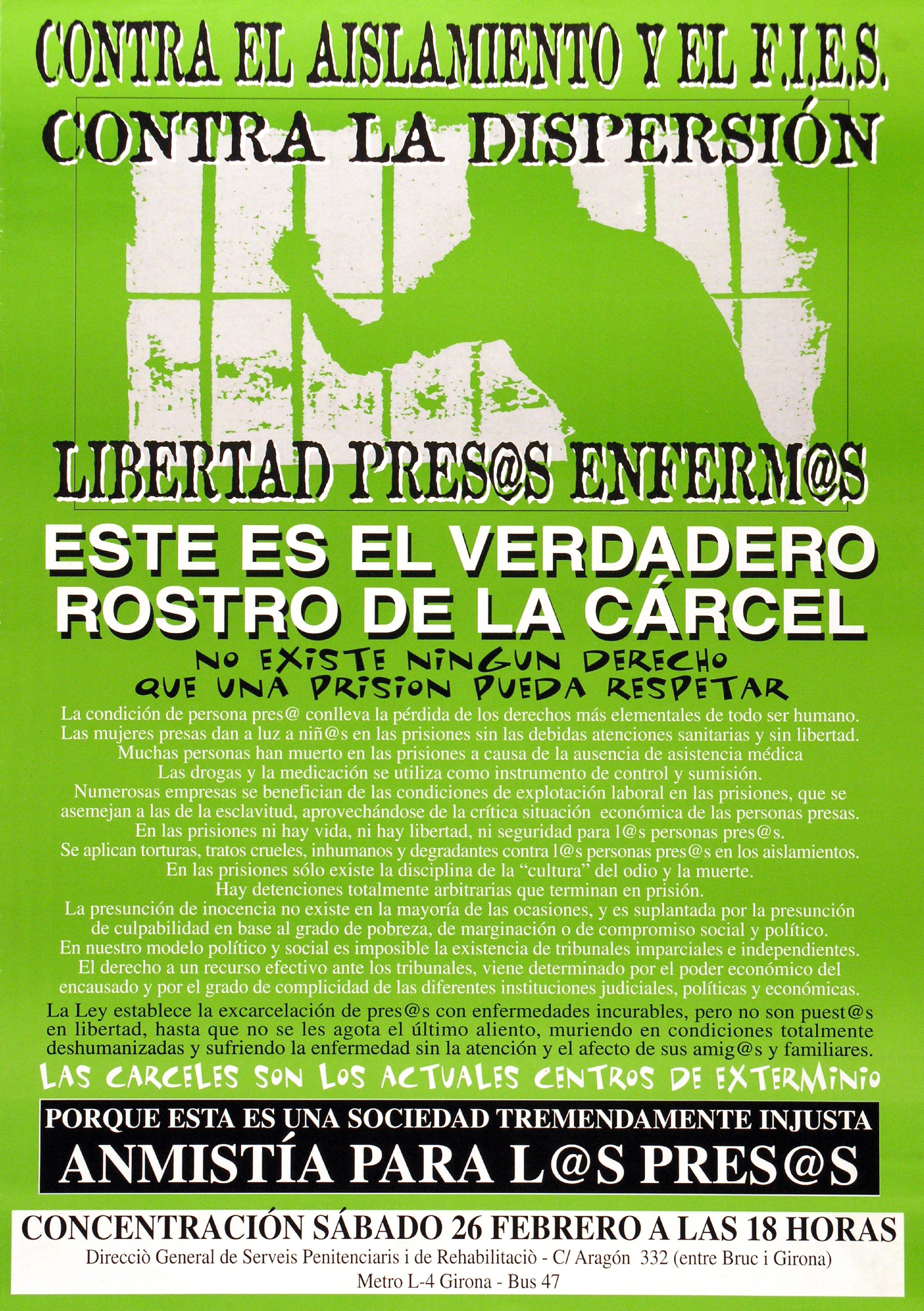 Contra el aislamiento y F.I.E.S. contra la dispersión